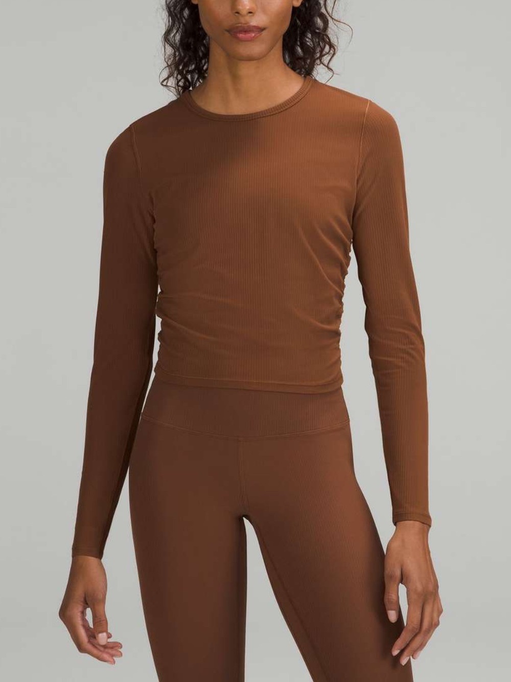 Lululemon All It Takes Long Sleeve Shirt *Ribbed Nulu in Roasted Brown